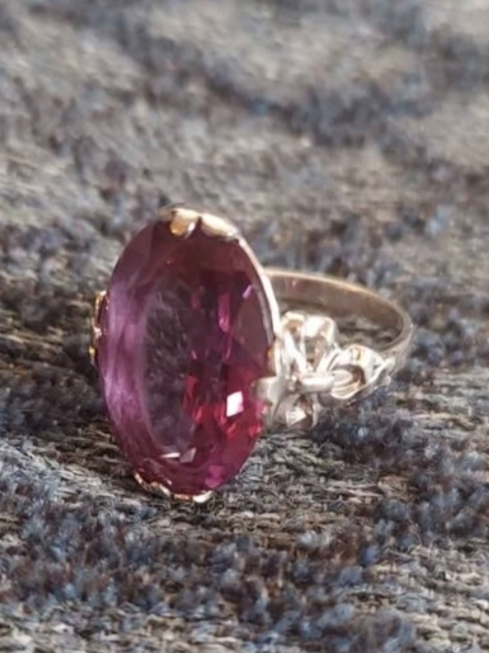 Silver Ring with Large Purple Stone